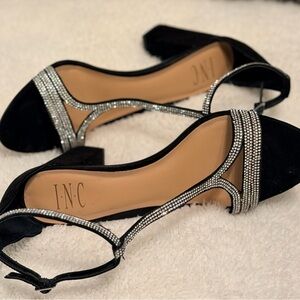 INC International Concepts Black Heels with Silver Straps